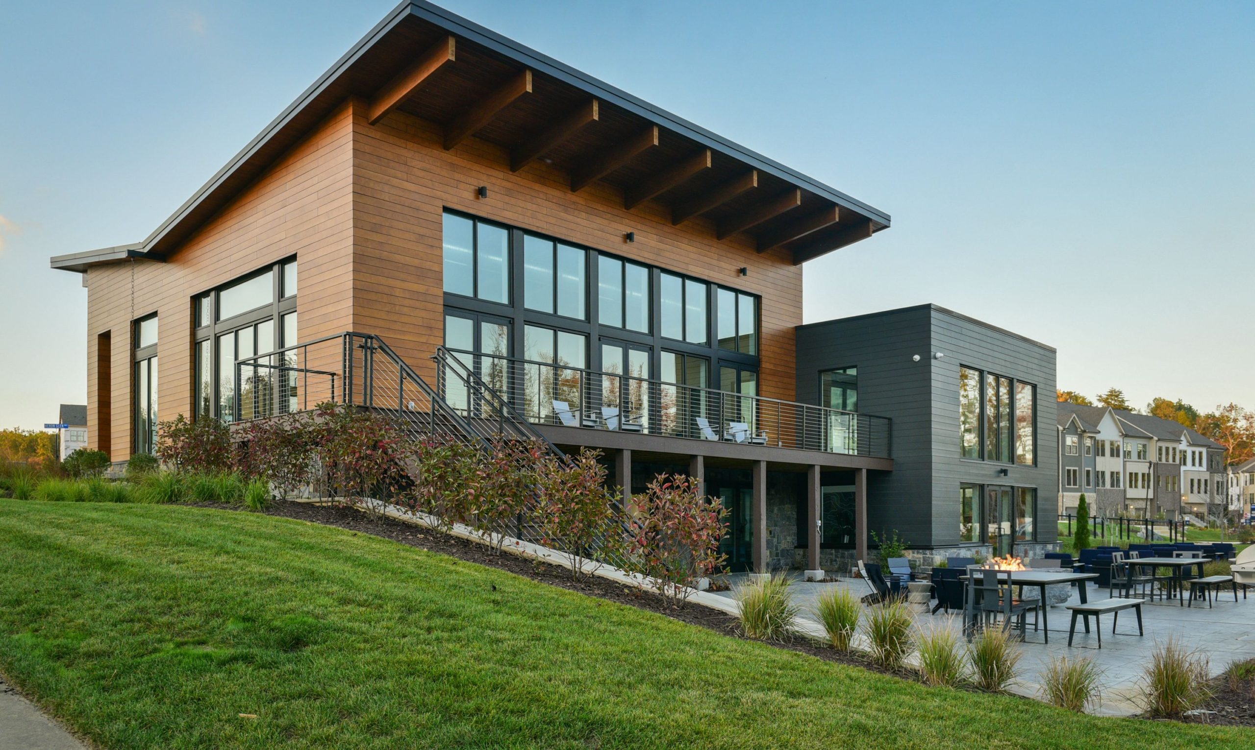 community clubhouse with scenic setting in Watershed's community of new townhomes