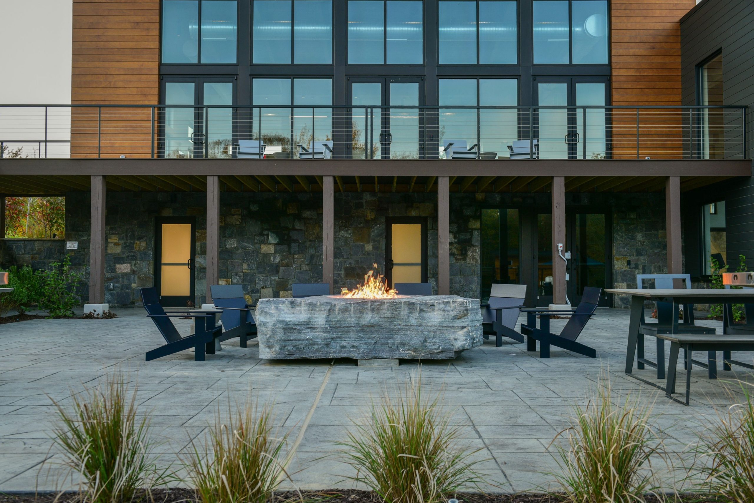 open aire plaza with firepit